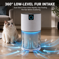 Purificateur d'air pour animaux de compagnie à infrarouge avec mode automatique, chambre de collecte des poils transparente, filtre HEPA H13, 150 m³/h pour les pièces jusqu'à 18 m² ㎡