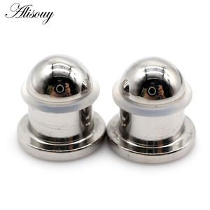 Alisouy 2 Jauges d'<span class=keywords><strong>oreille</strong></span> cylindriques en acier inoxydable 1-10mm Bouchons coniques Tunnel Expander Stretcher Earring Piercing Body Jewelry - Product Image 2