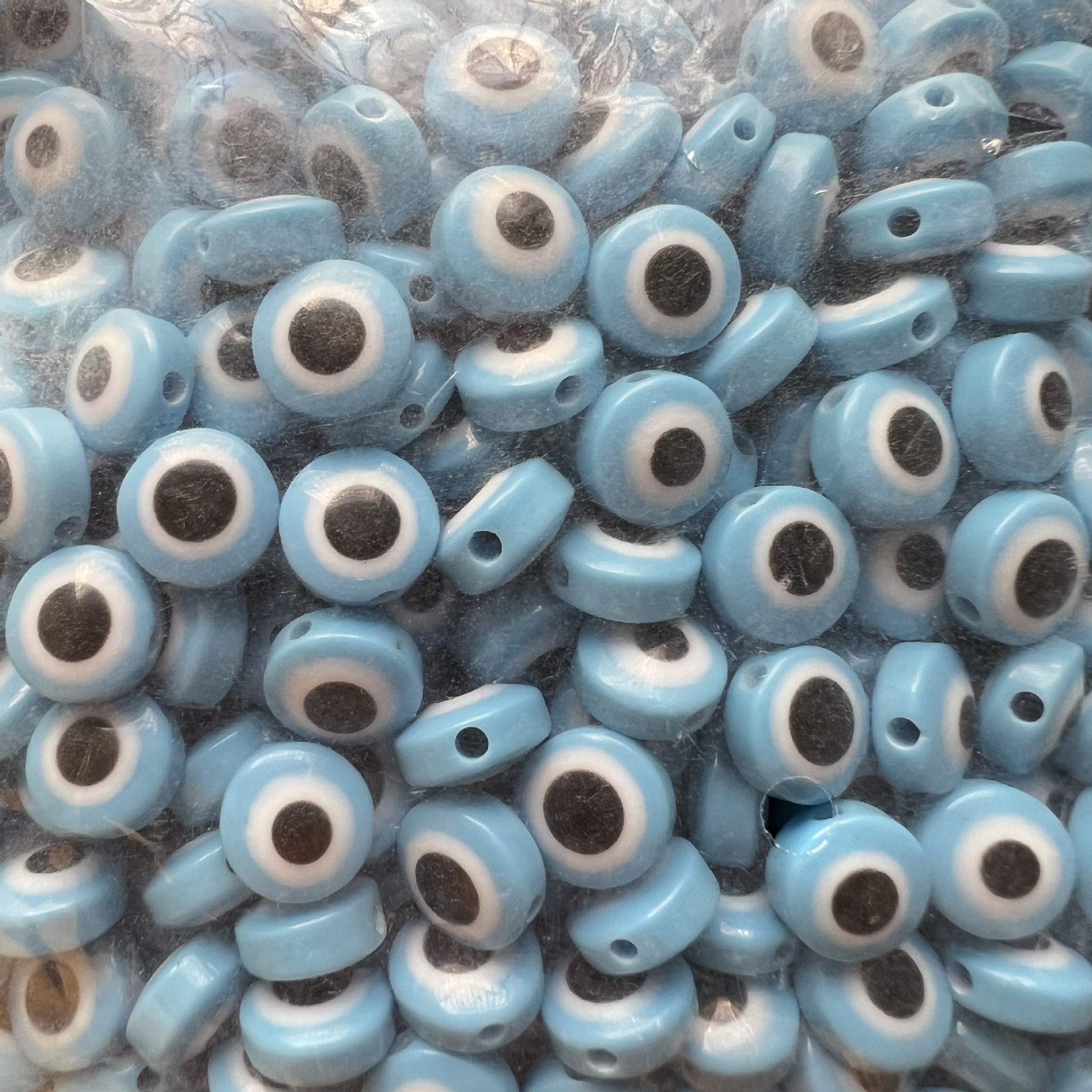 Lake Blue Flat Beads 8mm