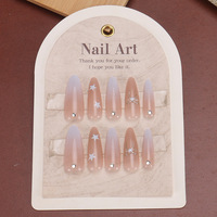 Ongles à presser dégradés rose nude, en forme de goutte, avec étoiles en strass et nœuds, faux ongles détachables, boîte de 30 pièces, finis