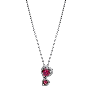 Colliers pendentifs en forme de cœur tendance en argent sterling 925 plaqué or 14 carats, chaîne à maillons - Zircon d'eau douce, finition rhodiée pour femmes - Product Image 5