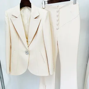 New Arrival Blazer Coat Flared Pants Design Office Formal Suit Solid Color Fashion Elegant Casual Street Style Blazer Coat