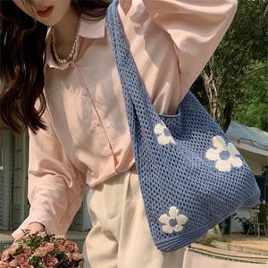 Borsa 2024 in tela personalizzata con fiori di alta qualità borsa per la spesa a tracolla portatile lavorata all'uncinetto - Product Image 6