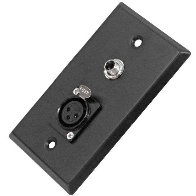 Stainless Steel Wall Plate Black 6.35mm Mono Metal XLR Wall plate