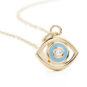 जेम्नल पीतल 18k सोने की प्लेटेड रोडियम प्लेटेड क्यूबिक जिरकोनिया कस्टम एनमेल महिलाओं के लिए बुरी आंख पेलेंट हार - Product Image 4