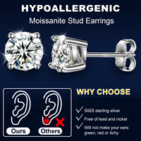 Bijoux fins plaqué or Mossanite Stud 925 Sterling Silver Luxury VVS Lab Grown Moissanite Diamond Stud Boucles d'oreilles pour hommes femmes