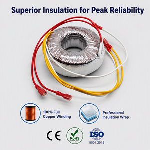 Transformateur toroïdal personnalisé 218VA 50/60Hz, amplificateur audio à faible bruit, transformateur d'alimentation avec plaque de montage CE RoHS OEM - Product Image 1