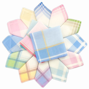 Pañuelos de bolsillo vintage de 29*29 cm, teñidos con hilo, de algodón suave a rayas, pequeños pañuelos para mujer y niños, venta al por mayor de fabricante chino - Product Image 1