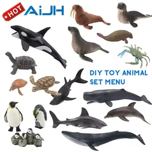 AiJH Solid PVC Simulation Sea Animal Toys Whale Dolphin Shark Model Sea Creature Animal Figurines Toys