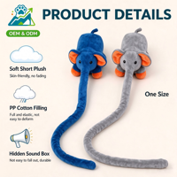 Jouet pour chien en peluche éléphant à longue trompe, couineur, résistant aux morsures, pour la mastication, le jeu interactif, le tirage, la stimulation énergétique et le soulagement de l'ennui