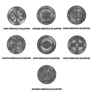 솔로몬 왕 프리미엄 합금 의식용 부적 목성 아뮬렛 코인, 보호 재물 명상을 위한 신성한 상징 도금 기술 - Product Image 6