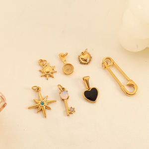 Olivia Acero inoxidable corazón circón North Star Charm Pvd 18K chapado en oro sol caramelo broche moda colgante para hacer DIY - Product Image 6