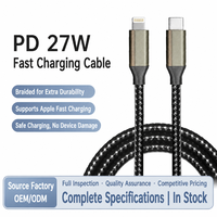 Kabel Pengisian Cepat PD 27W Indikator Biru Kabel Jalinan Universal Pengisi Daya Cepat Ponsel Kabel Sinkronisasi Data Grosir