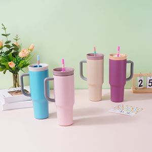 Vaso Térmico de 40oz con Asa y Popote, Aislamiento al Vacío de Doble Pared con Recubrimiento en Polvo, Taza de Viaje de Acero Inoxidable para Coche, Logotipo Personalizado - Product Image 2