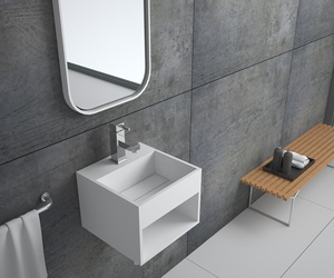 Artificiale della parete bacino di vanità bagno bianco lavello disegni acrilico solido superficie <span class=keywords><strong>a</strong></span> mano lavabo - Product Image 2