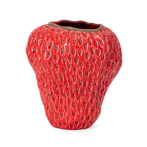 Vaso per la decorazione della casa moderno creativo intagliato in ceramica personalizzato vaso a forma di frutta fragola rossa vivida per interni