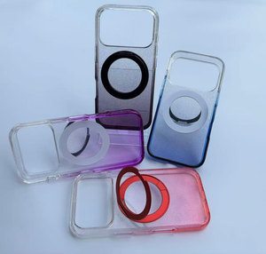 Étui de téléphone mince antichoc avec support magnétique en TPU + PC rose fluorescent, écologique, transparent, style Ins, support magnétique - Product Image 5