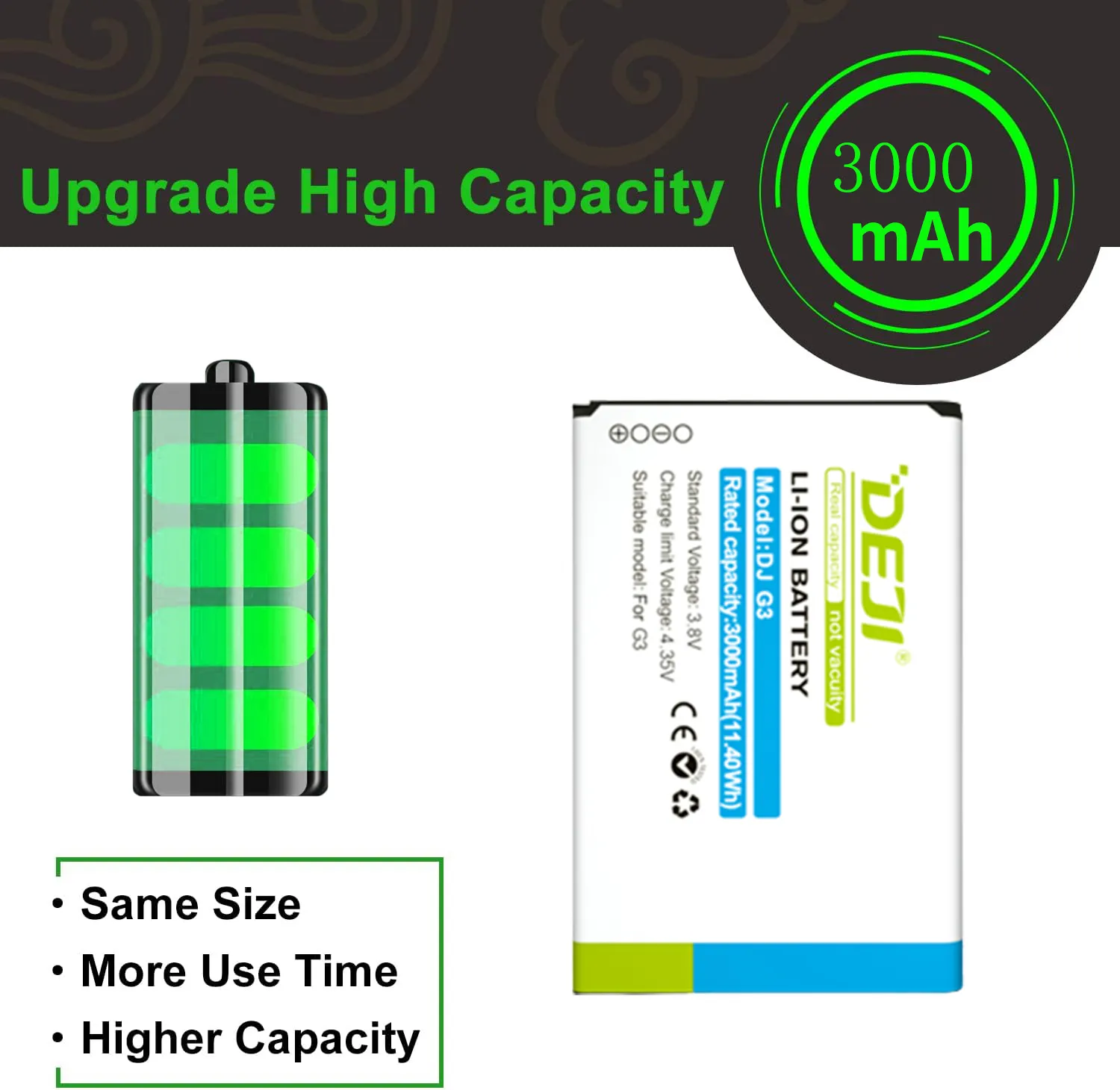 Китай Oem оригинальное качество батареи сотового телефона для LG G3 D855 D850 bl-53yh