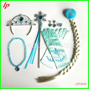 Frozen Princess Costume Set Crown Wand Gloves Wig <b>Braids</b> <b>Accessories</b> For Kids Dress Up Play - Product Image 4