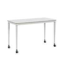 Table de formation modulaire blanche moderne avec roulettes, table de réunion mobile collaborative pour salle de formation et salle de classe