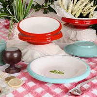 Verstärktes Langlebiges Melamin-Geschirr-Set Lebensmittelecht BPA-Frei Minimalistisches Design Tiefes Stapelbares Party-Serviergeschirr