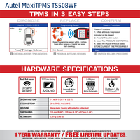 Herramienta de Diagnóstico WiFi Autel MaxiTPMS TS508WF, Herramienta Universal de Programación de Sensores TPMS MX para Vehículos