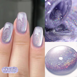 Vernis à ongles <span class=keywords><strong>semi</strong></span>-<span class=keywords><strong>permanent</strong></span> magnétique effet arc-en-ciel holographique 10 ml, design original pour manucure - Product Image 2