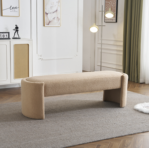 Banco Otomano Moderno, Elegante y Sencillo, de Forma Alargada, Color Camel Claro, para Dormitorio y Sala de Estar - Product Image 1