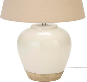 Rustic Terracotta <strong>Ceramic</strong> <strong>Table</strong> <strong>Lamp</strong> With Fabric Shade Bedside Nightstand <strong>Lamp</strong> For Bedroom Living Room Entryway - Product Image 5