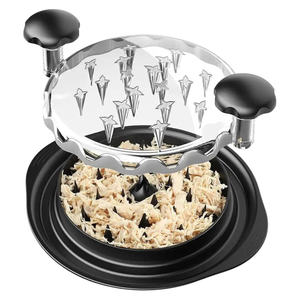 Déchiqueteur de poulet portable en plastique transparent, gadgets de cuisine, outils, déchiqueteur manuel de viande de poulet rond avec couvercle transparent - Product Image 1