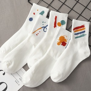 Women's <b>White</b> Crew Socks Breathable Sweat Absorbing Polyester Summer Casual Style Youth Fashion - Product Image 2
