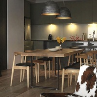 Table à manger carrée en bois de haute qualité et durable Youtai avec pieds en métal noir, design moderne pour usage hôtelier et salle à manger