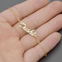 Bracelet unisexe personnalisé en alliage de cuivre plaqué or, fait main, avec lettres anglaises, nom personnalisé, design croix, cadeau