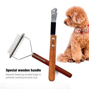 Thân Thiện Với Môi Gỗ Xử Lý Vật Nuôi Tóc Chải Chuốt Công Cụ Undercoat <span class=keywords><strong>Rake</strong></span> Con Chó Và Mèo <span class=keywords><strong>Dematting</strong></span> Lược - Product Image 5