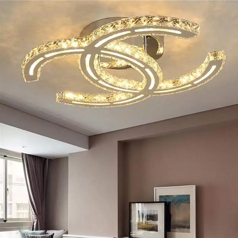 modern Luxury Crystal Ceiling Lamp Creative Shape K9 Clear Crystal Ceiling Lamp
