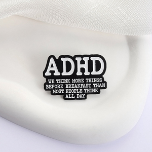 ADHD spilla per smalto per la salute mentale pensiamo più cose prima di colazione che la maggior parte delle persone pensa per tutto il giorno a spilla distintivo regalo per gioielli - Product Image 3
