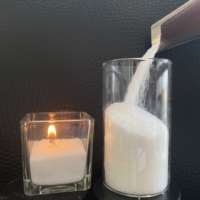 POSISION Cire de bougie perlée rechargeable longue durée, Vase en verre rechargeable, Pots à bougies vides en forme de palmier, Blanc nacré