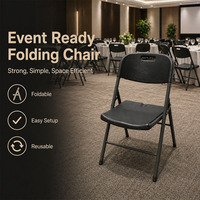 Chaise pliante en métal noir en gros, chaises pliantes portables en plastique durables avec finition imitation bois pour conférence
