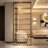 Paravent suspendu en verre cristal et acier inoxydable au design moderne et luxueux, taille personnalisée, séparateur d'espace artistique