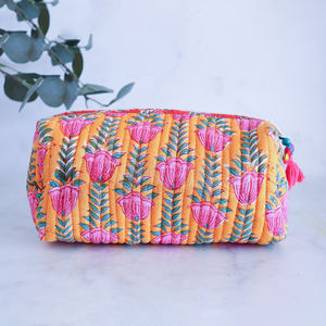 Bolsa de Cosméticos de Viaje para <span class=keywords><strong>Mujer</strong></span>, de Algodón, Personalizada, Hecha a Mano, con Monograma, Acolchada, con Diseño Floral - Product Image 3