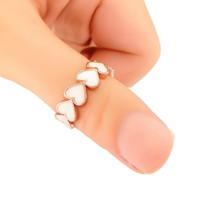 Anello smaltato a forma di cuore placcato oro rosa per donna, grazioso gioiello alla moda per tutti i giorni, regalo di San Valentino, fascia in lega E3199 - Product Image 1