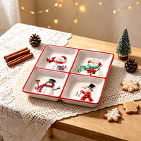Nordisches Weihnachtstier-Prägedesign Einweg-Porzellan-Geschirrset, Gesundes Schüssel-Tassen-Teller-Set, Mikrowellengeeignet