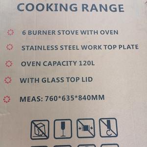 Cuisinière à gaz 6 brûleurs avec four 120L, équipement de cuisson commercial, allumage automatique, double ventilation, four 120L - Product Image 2