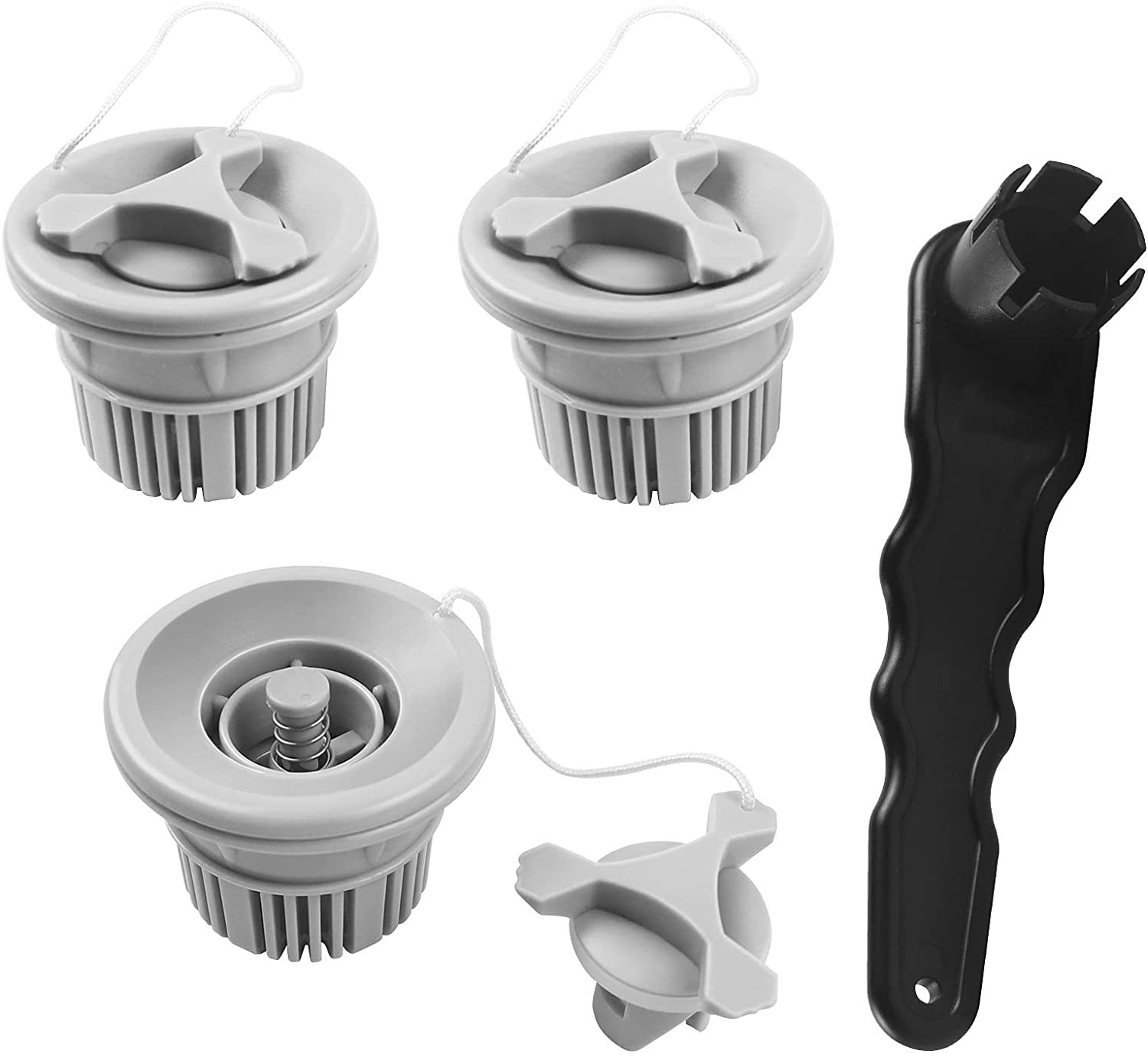 2 Valves à Sens Unique Pour Bateau Gonflable - Filetage 22mm - ABS Noir - Matelas/Canot/Piscine
