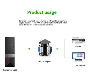 Adaptador de Puerto Serie RS232, Ángulo Recto de 90 Grados, Codo de 270 Grados, Cabezal de Conversión Macho-Hembra de 9 Pines DB9, Salida CC, Protección OTP - Product Image 6