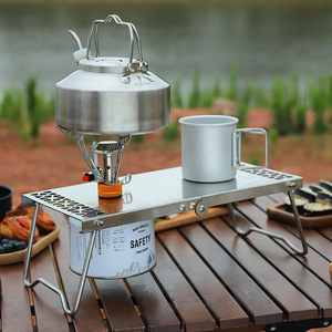 Tetera de acero inoxidable de doble asa de 900ml y 1300ml para camping al aire libre, para preparar té y hervir agua. - Product Image 5
