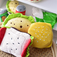 Jouets en peluche pour animaux de compagnie en forme de hamburger au poulet grillé au design mignon, jouets à couiner pour mâcher, accessoires pour chiens