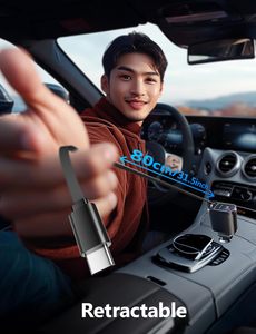 Cargador de Coche con Luz de Estrellas, Luz de Estrellas en <span class=keywords><strong>el</strong></span> Techo del Coche, Adaptador de Cargador de Teléfono para Coche 4 en 1 Retráctil, Cable USB C de Carga Rápida - Product Image 3