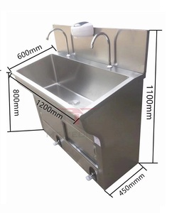 Lavabo Quirúrgico de Acero Inoxidable para Hospital con Control de Pedal/Sensor para Dos Personas, Marca MT MEDICAL - Product Image 1