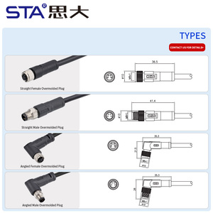 IP67 Shielded Unshielded 3 4 5 6 8 Pin Straight Angled Female Male M8 Overmolded Cable - Product Image 4